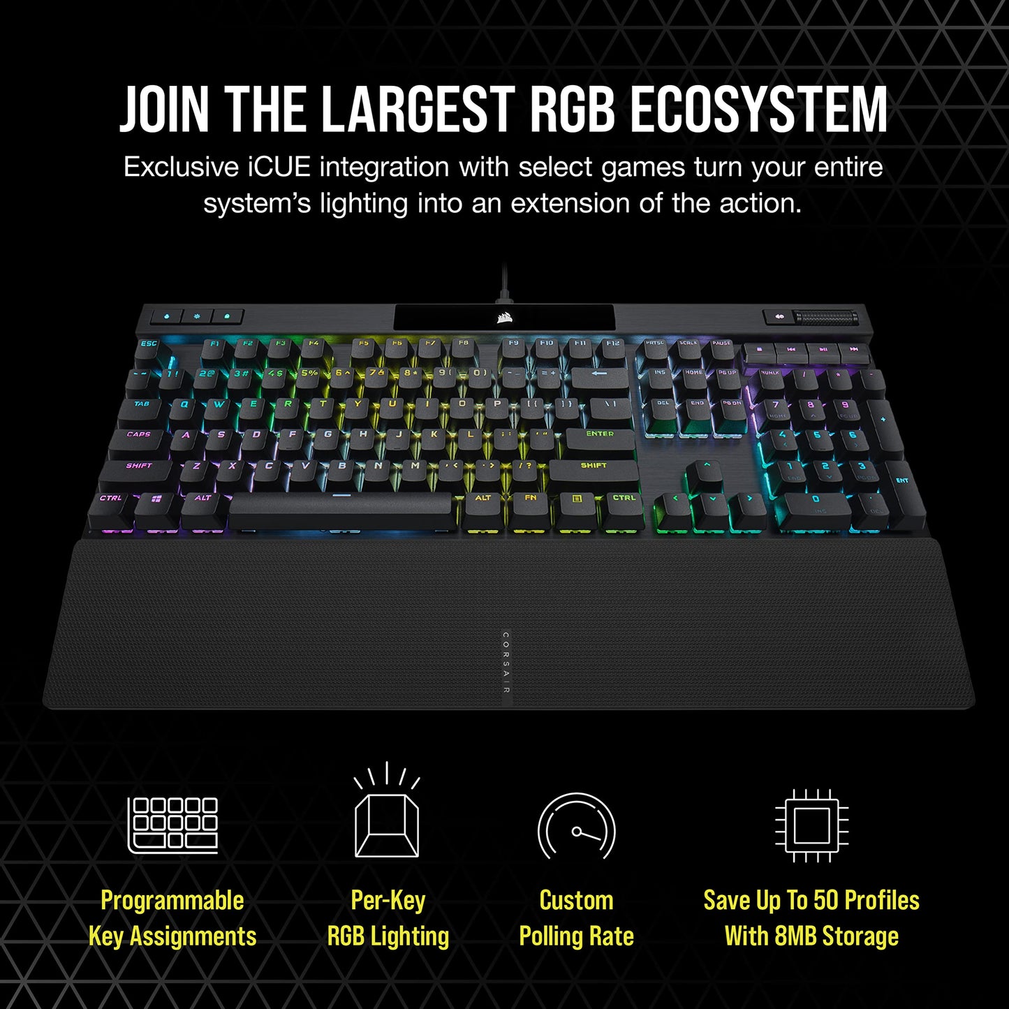 CORSAIR K70 RGB PRO Mechanical Wired Gaming Keyboard – Cherry MX Red Linear Switches, SOCD, PBT Double-Shot Keycaps, 8000Hz Hyper-Polling, NKRO, Anti-Ghosting, Tournament Switch, QWERTY NA – Black