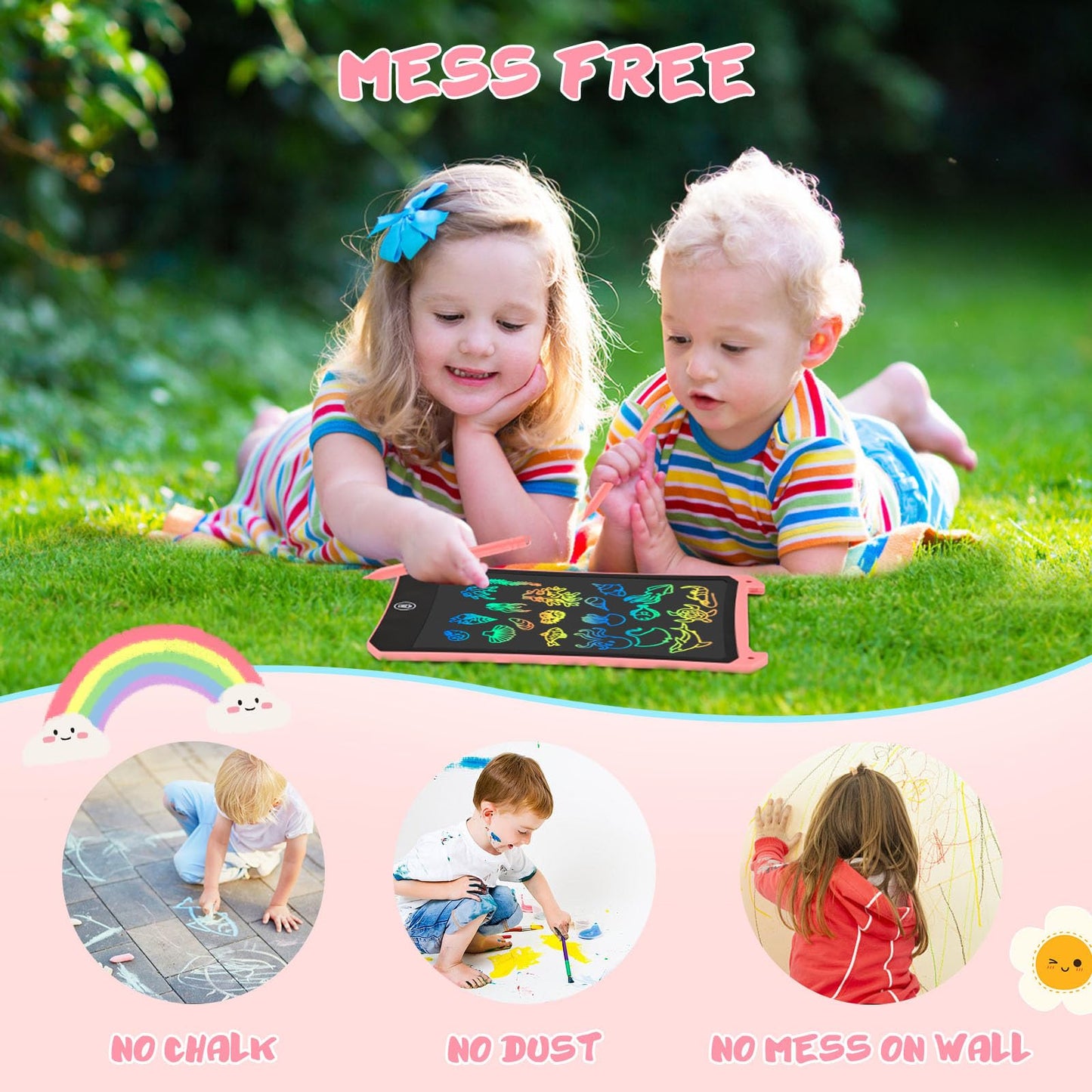 EooCoo Toddler Toys, LCD Writing Tablet for Kids 2 Pack, Kids Stocking Stuffers Toddler Travel Essentials Drawing Pad, No Mess Coloring Books, Road Trip Activities, Age 3-5 Boy Girl Gifts - 8.5 Inch