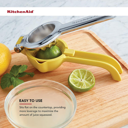 KitchenAid Citrus Juice Press Squeezer for Lemons and Limes with Seed Catcher and Pour Spout, Lemon, 8 Inch