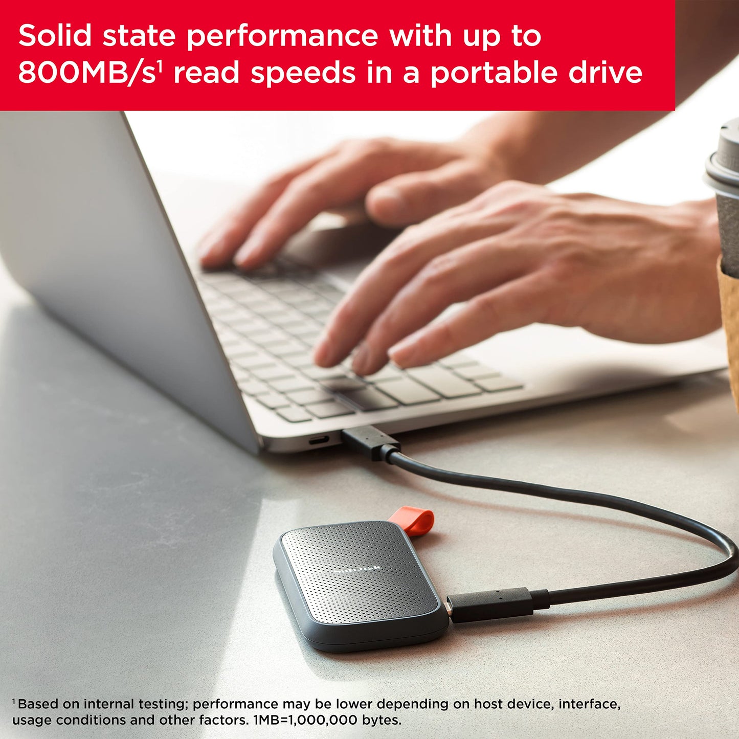 SanDisk 1TB Portable SSD - Up to 800MB/s, USB-C, USB 3.2 Gen 2, Updated Firmware - External Solid State Drive - SDSSDE30-1T00-G26