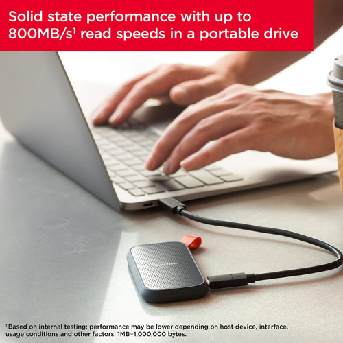 SanDisk 1TB Portable SSD - Up to 800MB/s, USB-C, USB 3.2 Gen 2, Updated Firmware - External Solid State Drive - SDSSDE30-1T00-G26