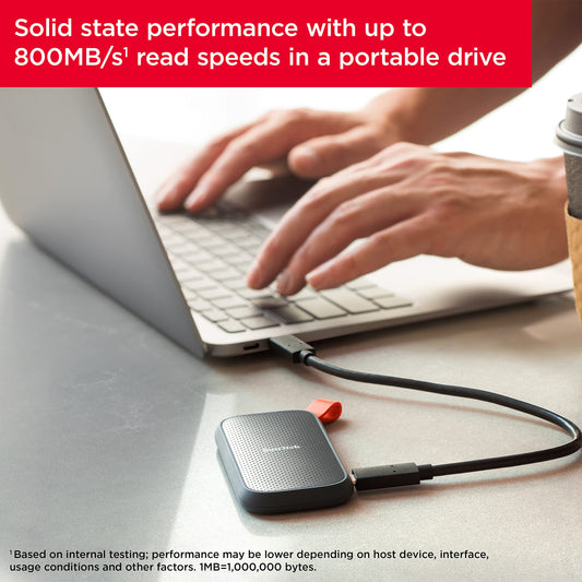 SanDisk 1TB Portable SSD - Up to 800MB/s, USB-C, USB 3.2 Gen 2, Updated Firmware - External Solid State Drive - SDSSDE30-1T00-G26