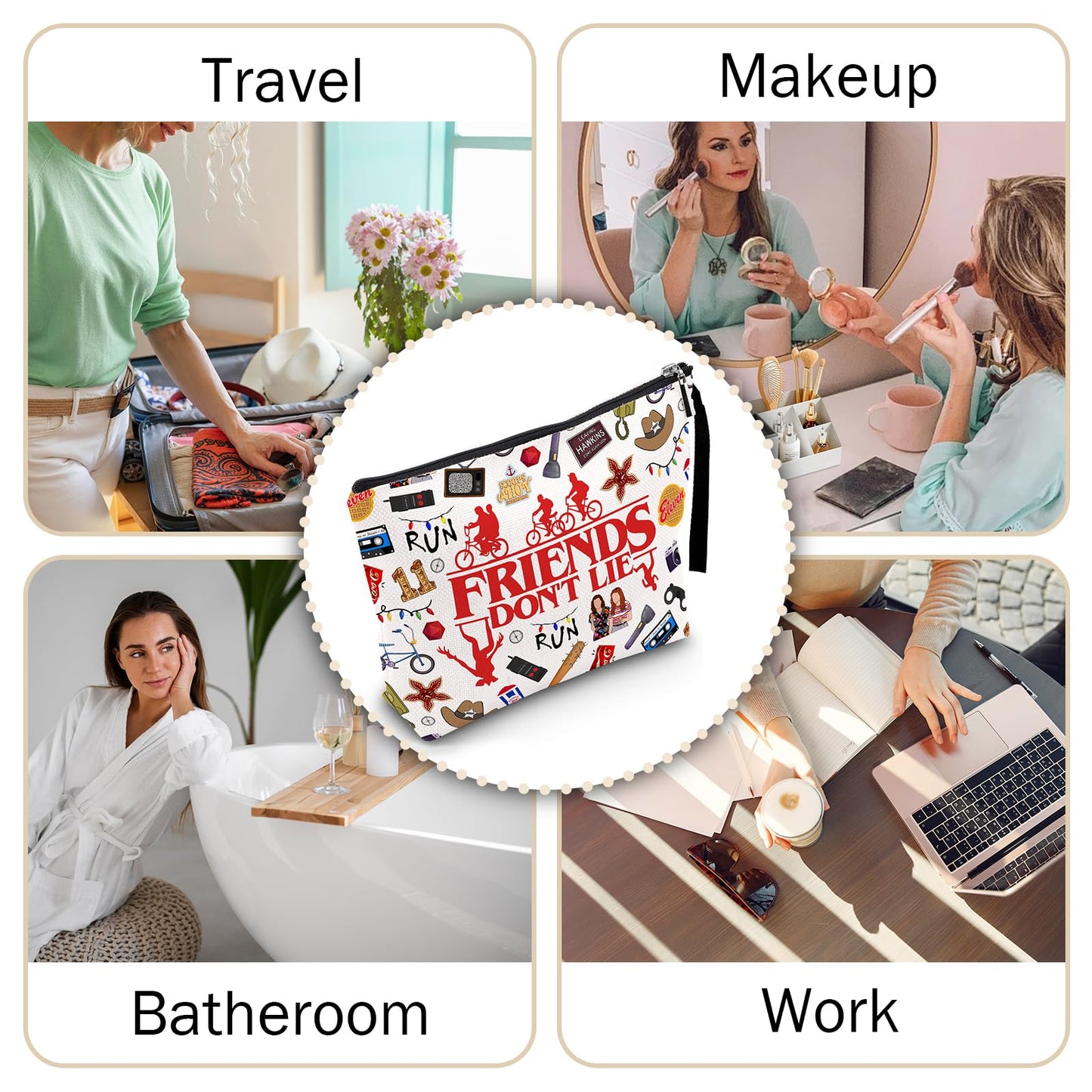 Friendship Makeup Bag Cool Thing Merchandise Gifts Inspirational Quote Cosmetic Pouch Friend Gifts for Women BFF Bestie Sister Travel Toiletry Organizer Christmas Birthday Graduation Pencil Case