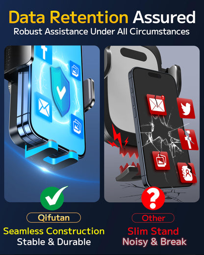 Qifutan Dash Mounted Holders Phone Holders for Your Car Phone Mount for Car Windshield Dashboard Air Vent Universal Desk Mounts Hands Free Automobile Cell Phone Holder Fit for iPhone Smartphone