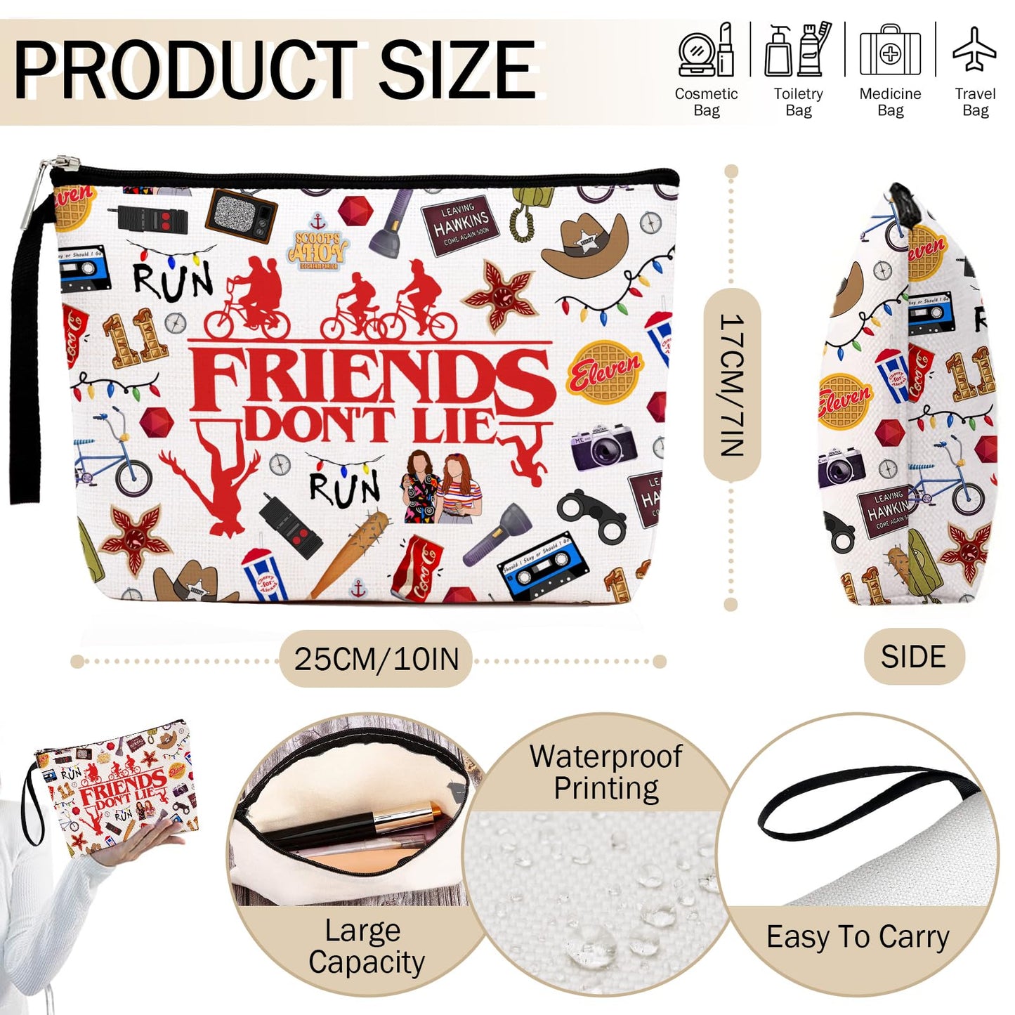 Friendship Makeup Bag Cool Thing Merchandise Gifts Inspirational Quote Cosmetic Pouch Friend Gifts for Women BFF Bestie Sister Travel Toiletry Organizer Christmas Birthday Graduation Pencil Case