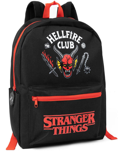 Stranger Things Hellfire Club Backpack | Black Rucksack with Adjustable Straps | Netflix Series Organised Luggage School Bag