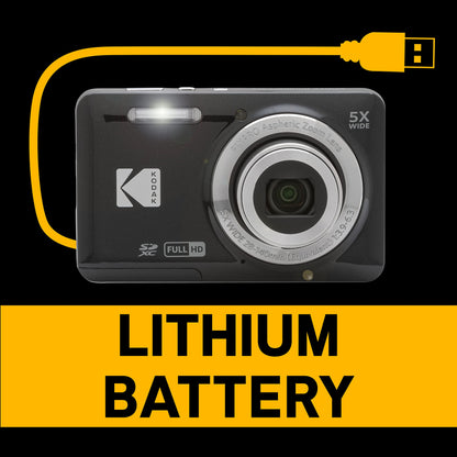 KODAK PIXPRO FZ55-BK 16MP CMOS Sensor Digital Camera 5X Optical Zoom 28mm Wide Angle 1080P Full HD Video 2.7" LCD Vlogging Camera (Black)