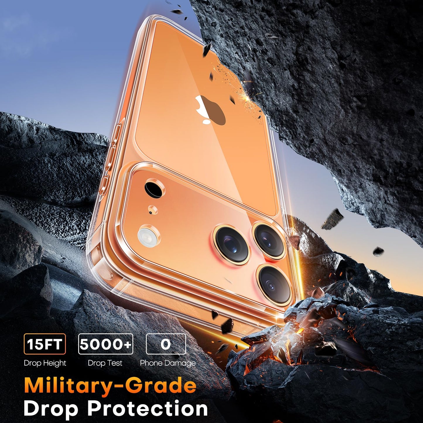 TAURI for iPhone 17 Pro Case, Full Camera Protection with Screen Protector, Anti-Yellowing Military-Grade Protection Shockproof Slim Phone Case for iPhone 17 Pro, Clear