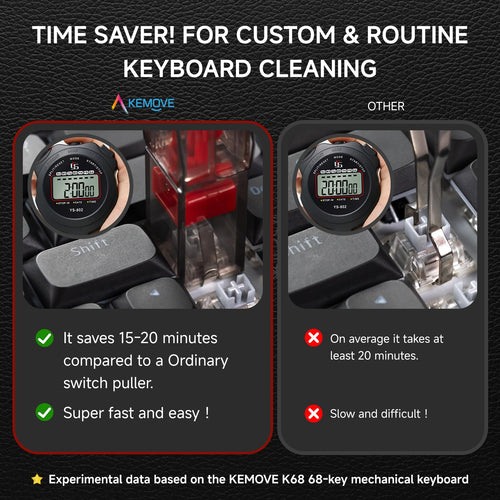 KEMOVE P10 2-in-1 Switch Puller Keycap Puller for Mechanical Keyboard, 304 Stainless Steel Key Switch Keycap Puller, Easily Remove and Replace Gaming Keyboard Switches and keycaps - Black Translucent