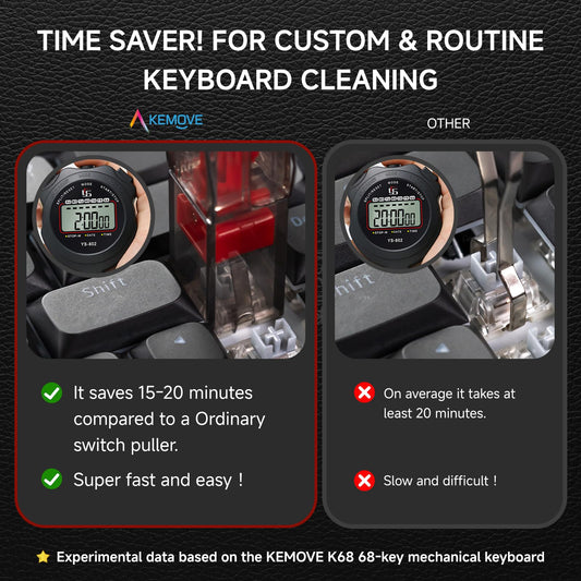 KEMOVE P10 2-in-1 Switch Puller Keycap Puller for Mechanical Keyboard, 304 Stainless Steel Key Switch Keycap Puller, Easily Remove and Replace Gaming Keyboard Switches and keycaps - Black Translucent