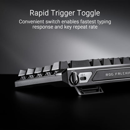 ASUS ROG Falchion Ace HFX Hall Effect Gaming Keyboard – 65% TKL, Dual USB-C, Magnetic Switches, Rapid Trigger, Speed Tap, 8000 Hz Polling, Touch Panel, Portable, Protective Cover, PBT Keycaps - Black