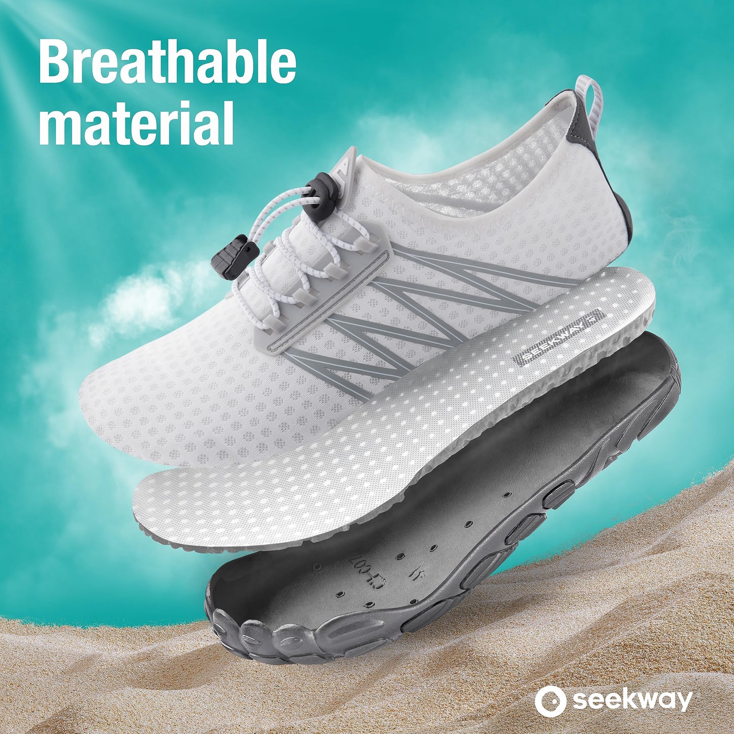 SEEKWAY Water Shoes for Women Adult Quick-Dry Aqua Sock Barefoot Men for Beach Swim River Pool Lake Hiking Kayaking Surfing Gradient Dark Grey