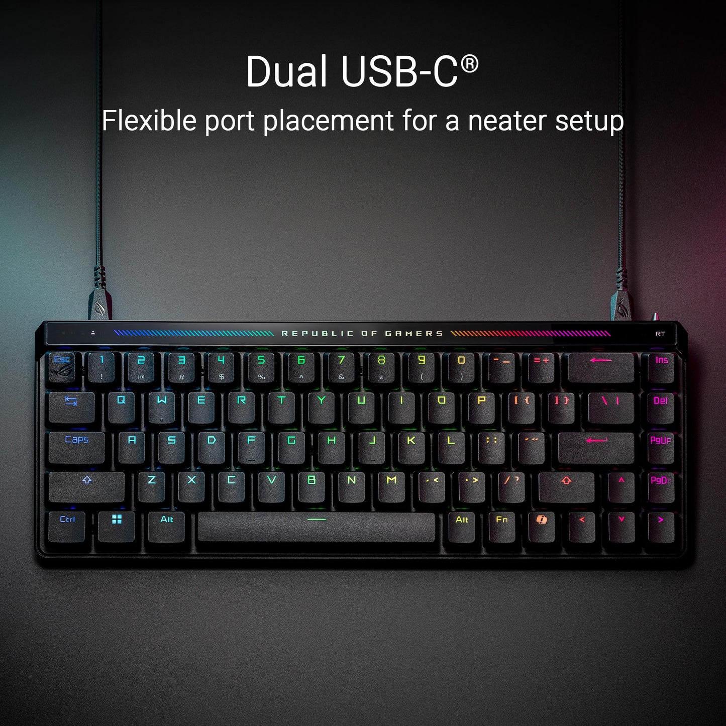 ASUS ROG Falchion Ace HFX Hall Effect Gaming Keyboard – 65% TKL, Dual USB-C, Magnetic Switches, Rapid Trigger, Speed Tap, 8000 Hz Polling, Touch Panel, Portable, Protective Cover, PBT Keycaps - Black