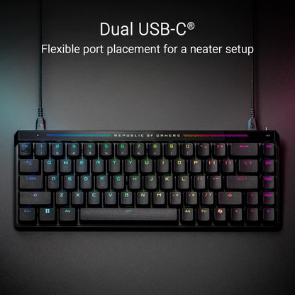 ASUS ROG Falchion Ace HFX Hall Effect Gaming Keyboard – 65% TKL, Dual USB-C, Magnetic Switches, Rapid Trigger, Speed Tap, 8000 Hz Polling, Touch Panel, Portable, Protective Cover, PBT Keycaps - Black