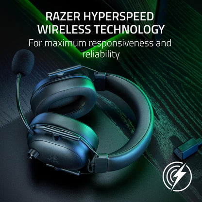 Razer BlackShark V2 HyperSpeed Wireless Gaming Headset: 2.4GHz, Bluetooth or USB - THX Spatial Audio - Titanium 50mm Drivers - 70 Hr Battery - for Xbox Series X, Series S, PS5, PC, Switch 2 - Black