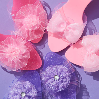 Expressions Kids 3 Pack Dress Up Royalty Shoes with Heels Set in Carrying Bag - Fits Toddler Size 7-10 - Pink, Rose, Lilac Perfect Little Girl Toys Role Play Playset