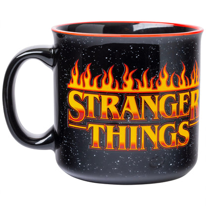 Silver Buffalo Stranger Things Hellfire Club 20-Ounce Ceramic Camper Mug | BPA-Free Travel Coffee Cup For Espresso, Cocoa, Tea
